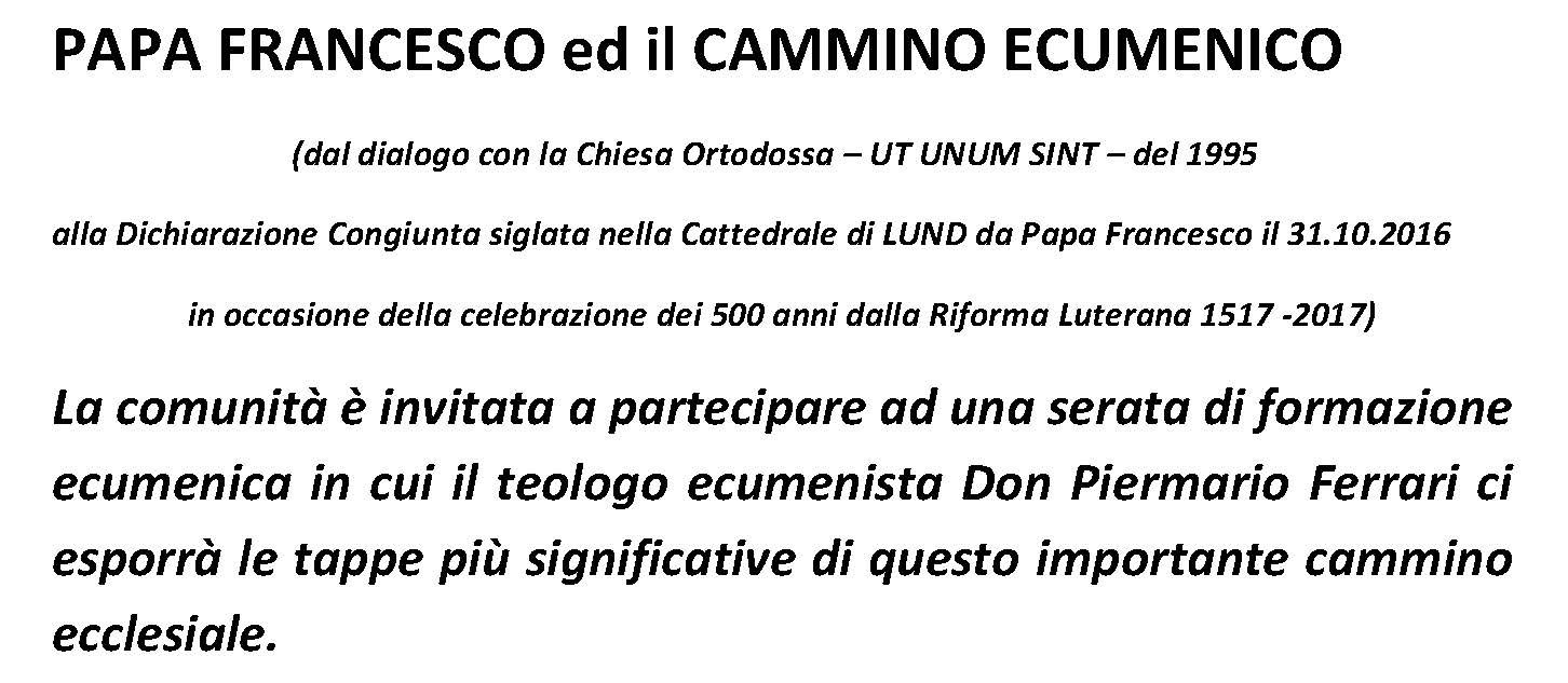 Ecumenismo: incontro ad Arona lunedì 5 giugno 2017