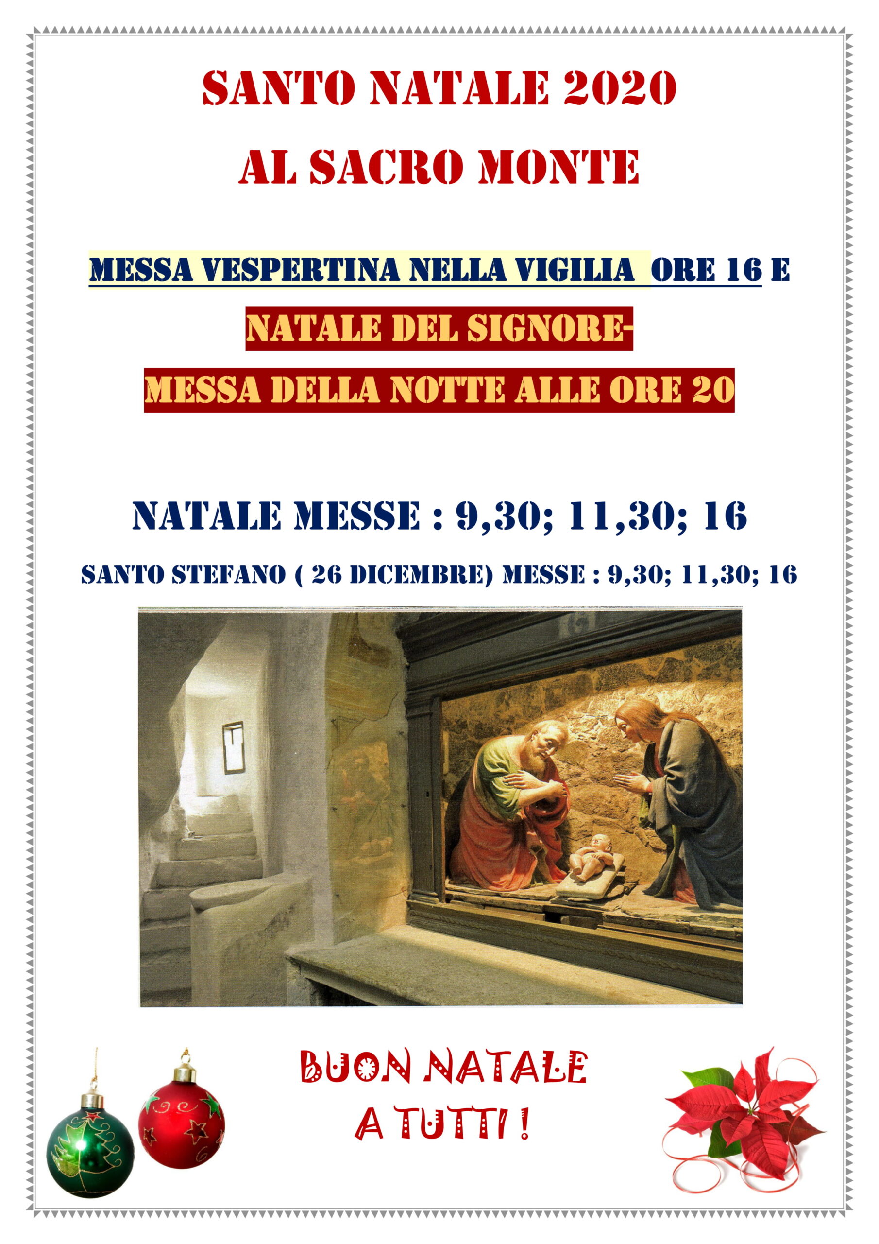 SANTO NATALE 2020 AL SACRO MONTE